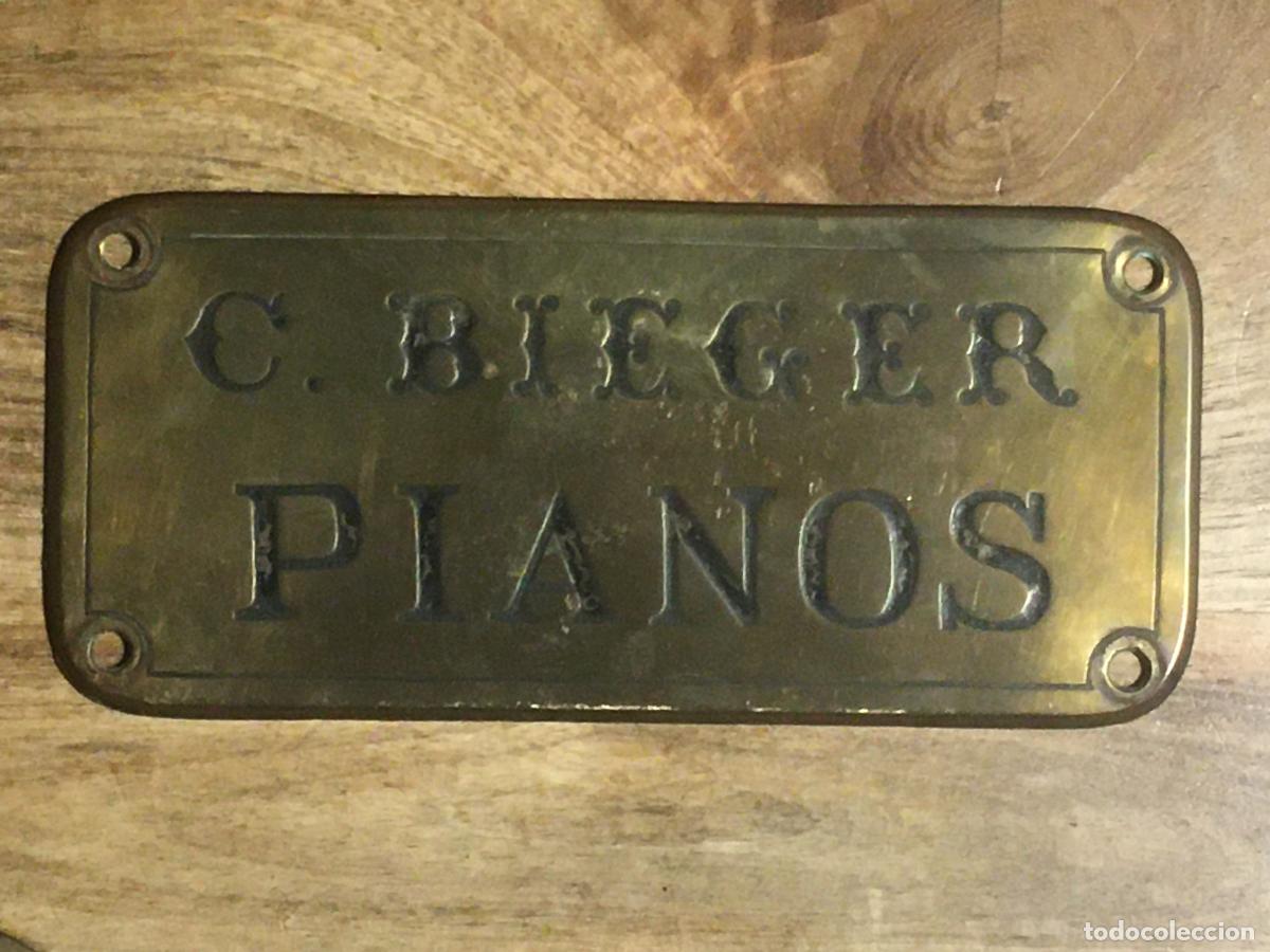 Carteles: bieger pianos placa metalica original antigua