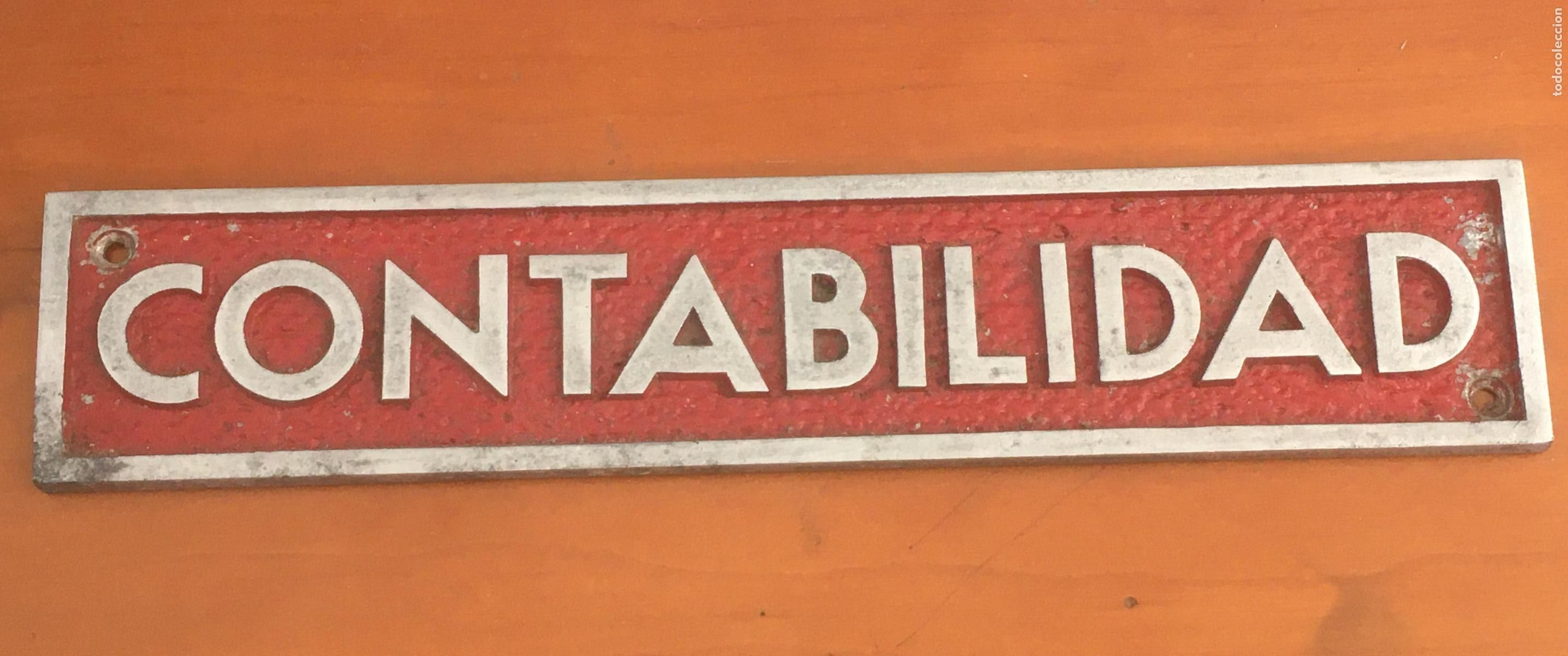 Carteles: contabilidad placa metalica original antigua letras con relieve
