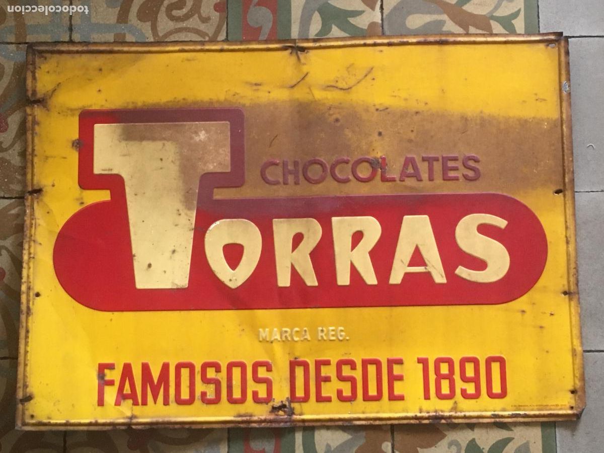 Carteles: chocolates torras cartel chapa litografiada original antigua