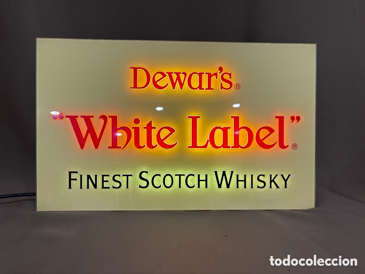 Posters: Antiguo cartel luminoso*WHITE LABEL*DEWAR&rsquo;S,FINEST SCOTH WHISKY*a&ntilde;os 70*ver fotos