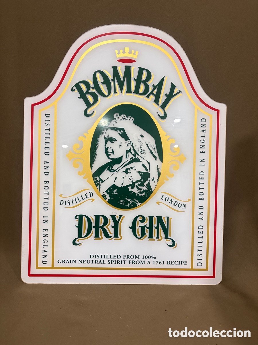 Carteles: Antiguo cartel luminoso BOMBAY,dry gin,a&ntilde;os 70/80*ver fotos*