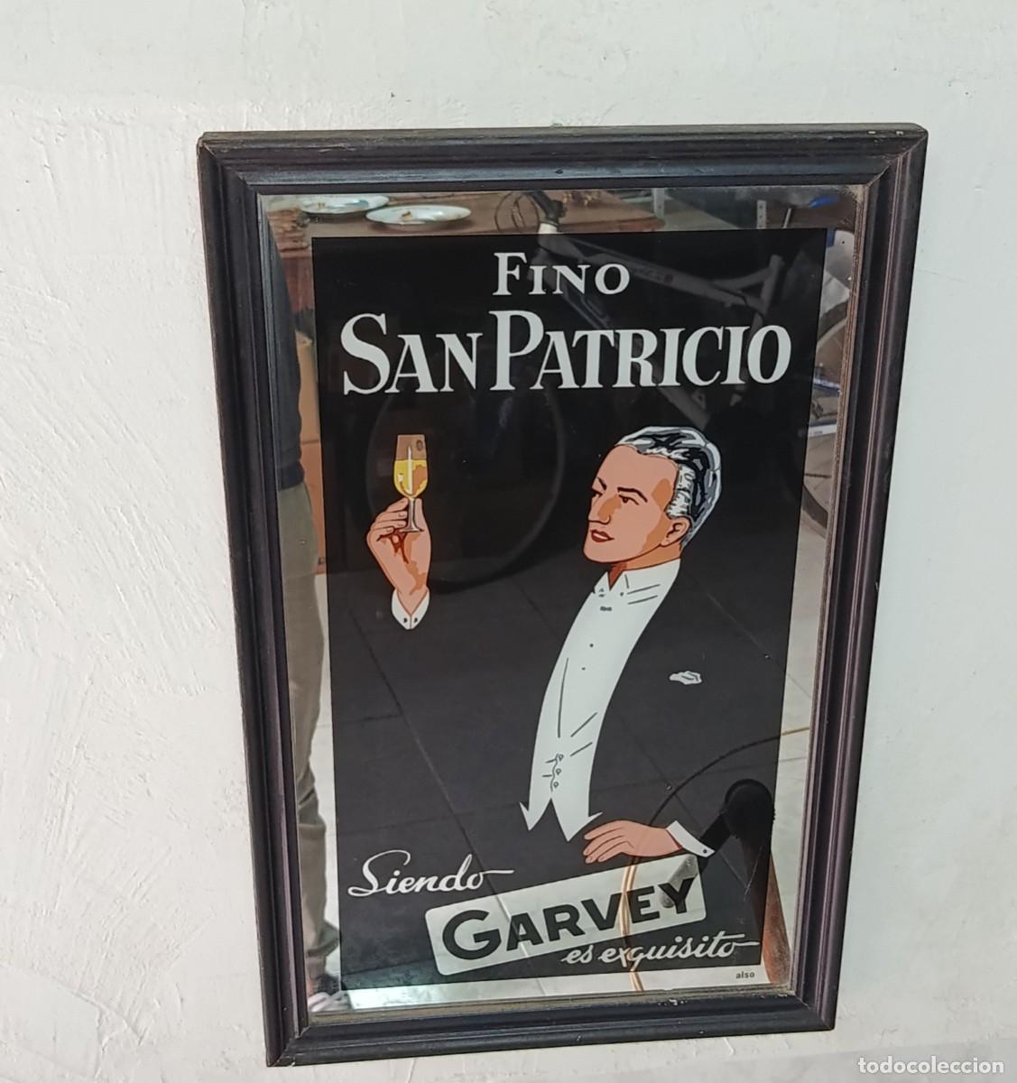 Carteles: ANTIGUO ESPEJO PUBLICITARIO FINO SAN PATRICIO SIENDO GARVEY ES EXQUISITO A&Ntilde;OS 60