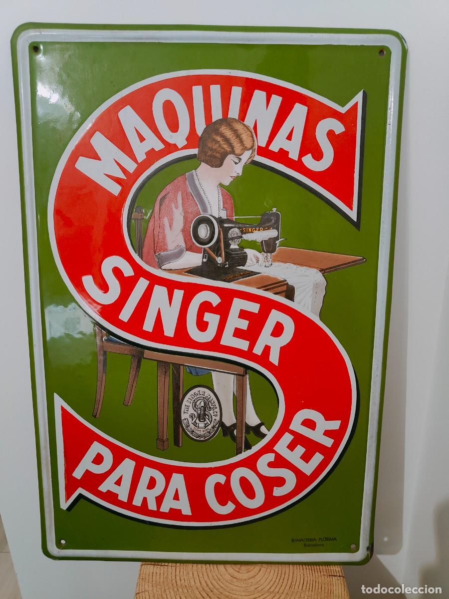 Carteles: Chapa placa esmaltada SINGER - Foto 1