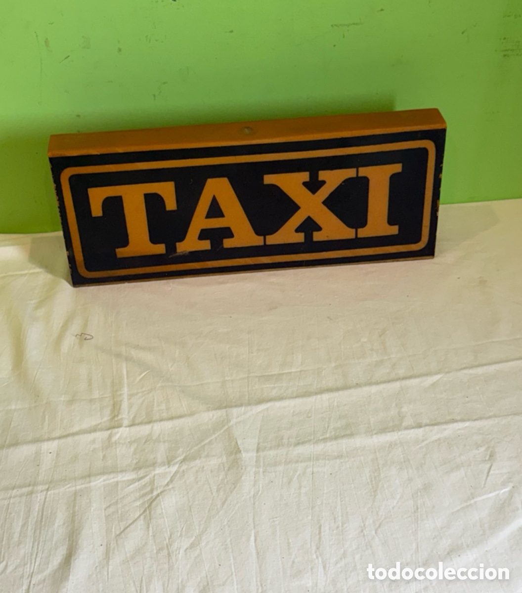 Carteles: Antiguo cartel luminoso TAXI Barcelona vintage a&ntilde;os 70 80 decoraci&oacute;n colecci&oacute;n
