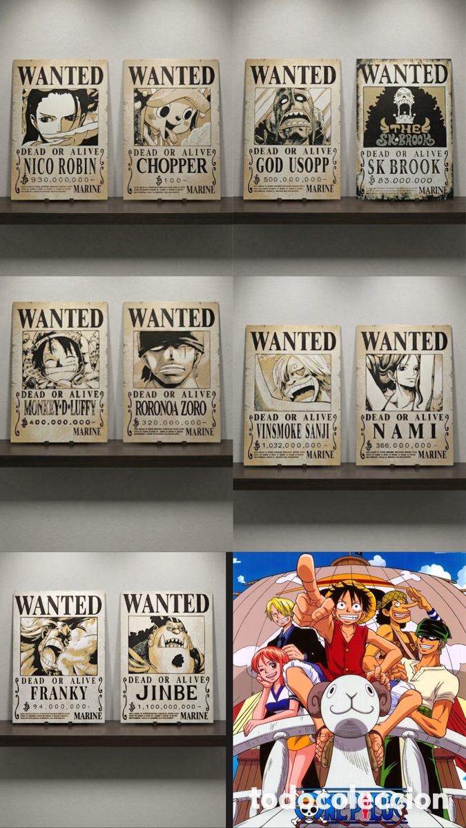Carteles: Set Galer&iacute;a One Piece : 10/10 Placas Wanted en Relieve - Edici&oacute;n Especial Coleccionista
