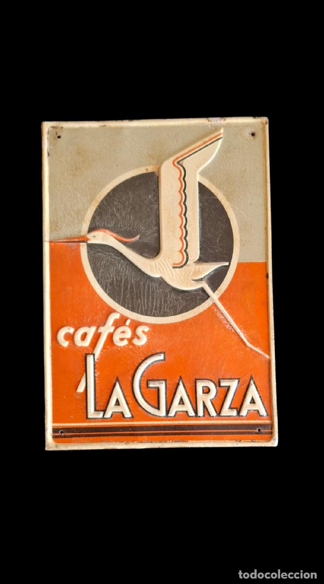 Carteles: (PUB-260506)PLACA LITOGRAFIADA CAFES LA GARZA - INDUSTRIAS METALICAS S.A.BARCELONA