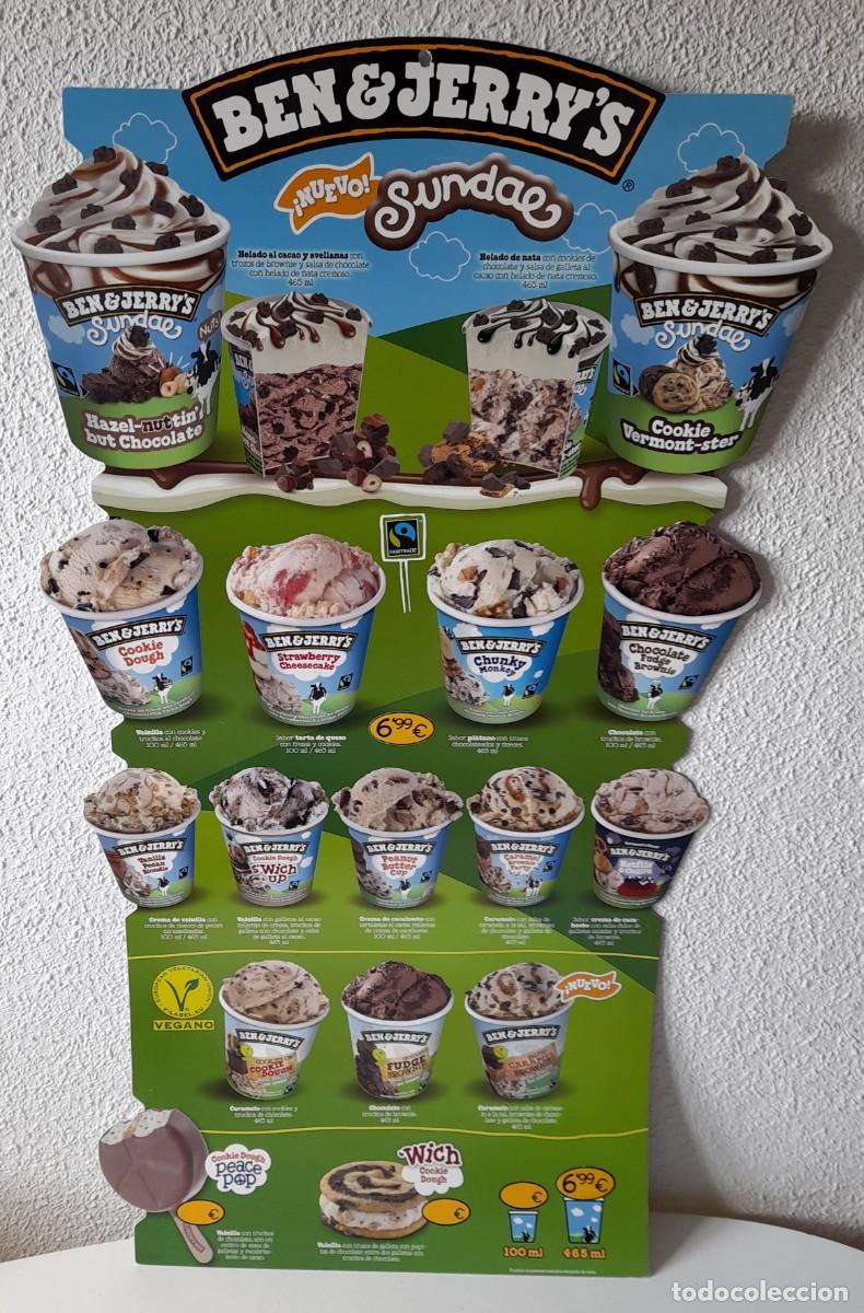 Carteles: Gran cartel PVC pl&aacute;stico Helados Ben & Jerry`s Nuevo Sundae 98x53 cm