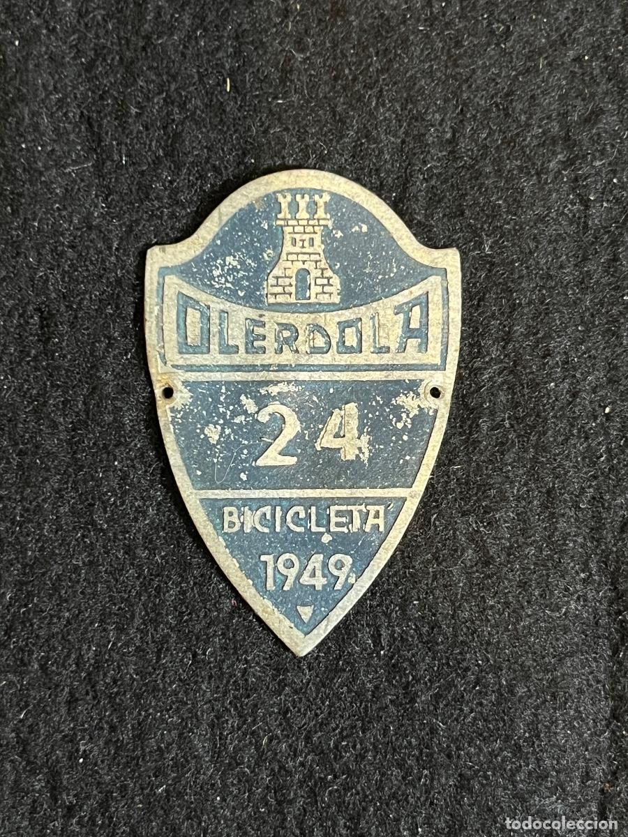 Carteles: Matr&iacute;cula bicicleta Ol&egrave;rdola 1949 placa fiscal original vintage chapa ayuntamiento ciclismo