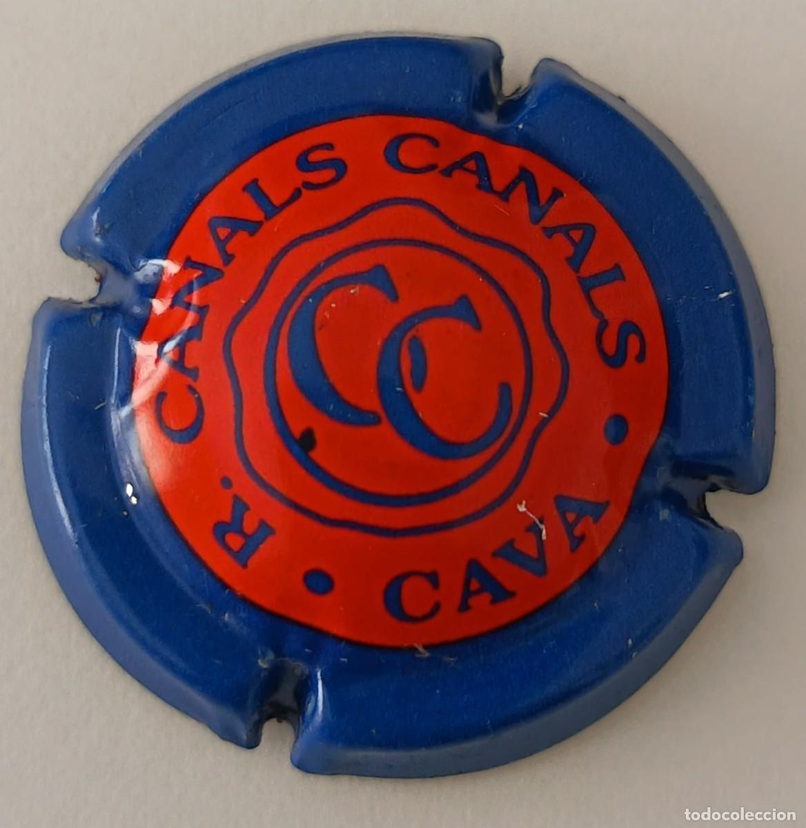 Carteles: Chapa o placa de cava. Cava R. Canals Canals. Azul y roja.
