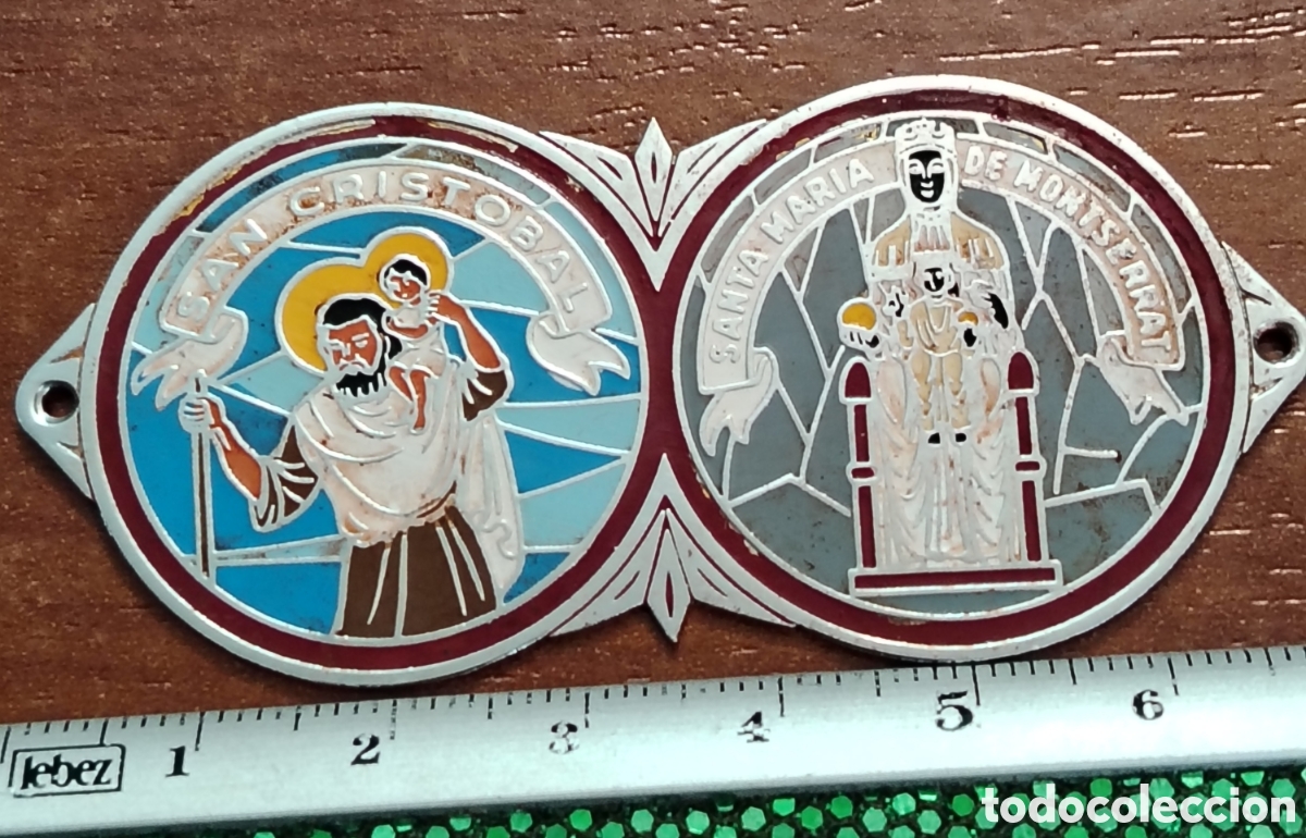 Carteles: Chapa de San Crist&oacute;bal y La Virgen de Montserrat