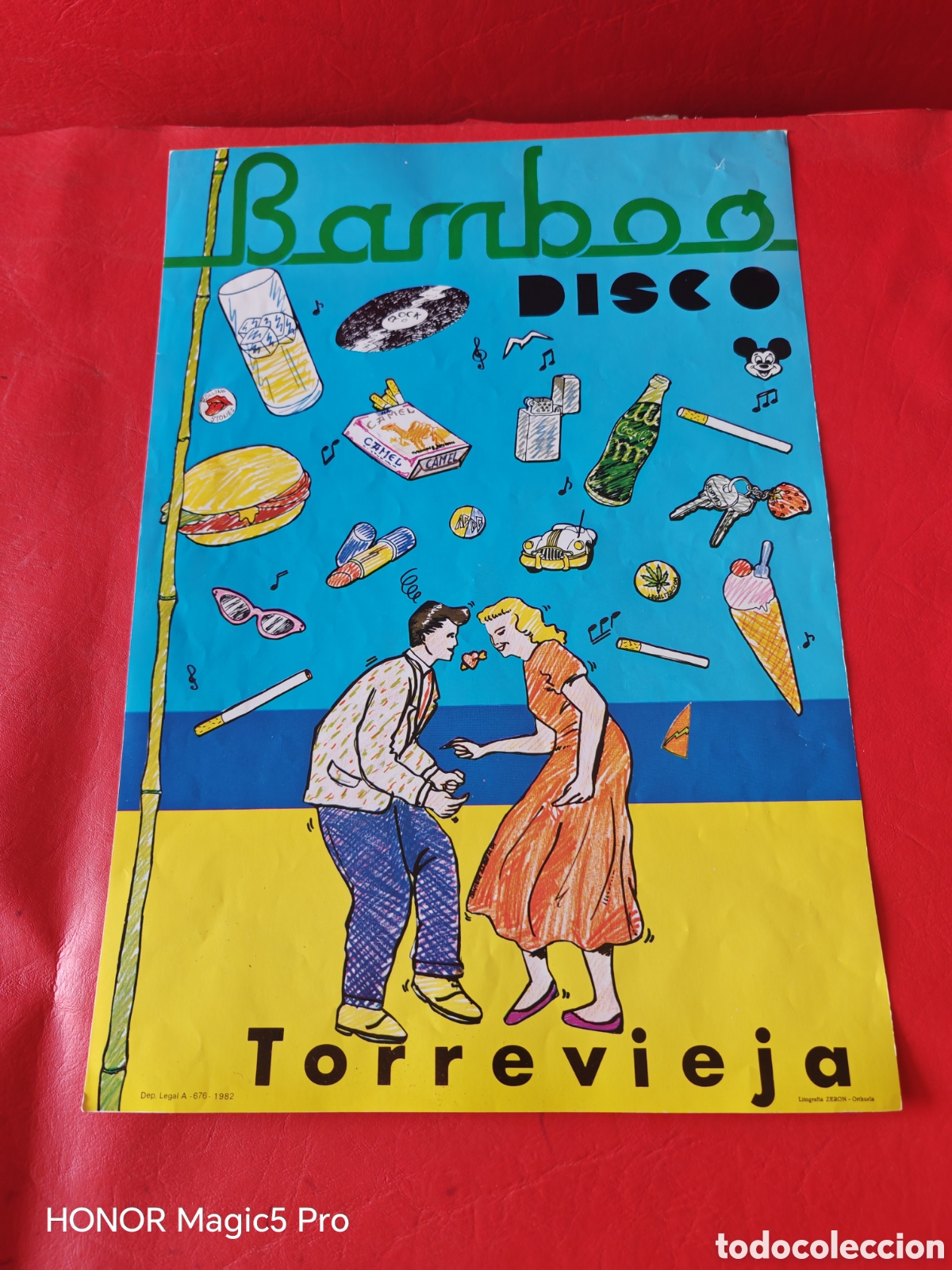 Carteles: Antiguo cartel publicitario de discoteca bamboo, Torrevieja a&ntilde;o 1982