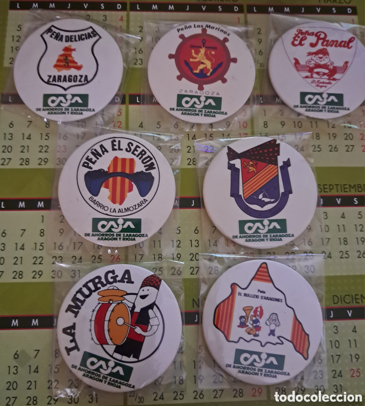 Carteles: Lote 7 chapas Pe&ntilde;as fiestas Zaragoza