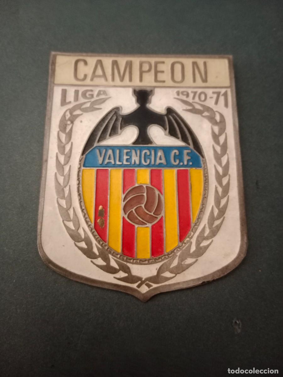 Carteles: RARA CHAPA / PLACA ESMALTADA PARA VEHICULO - VALENCIA FC CAMPEON LIGA 1970 1971 70 71