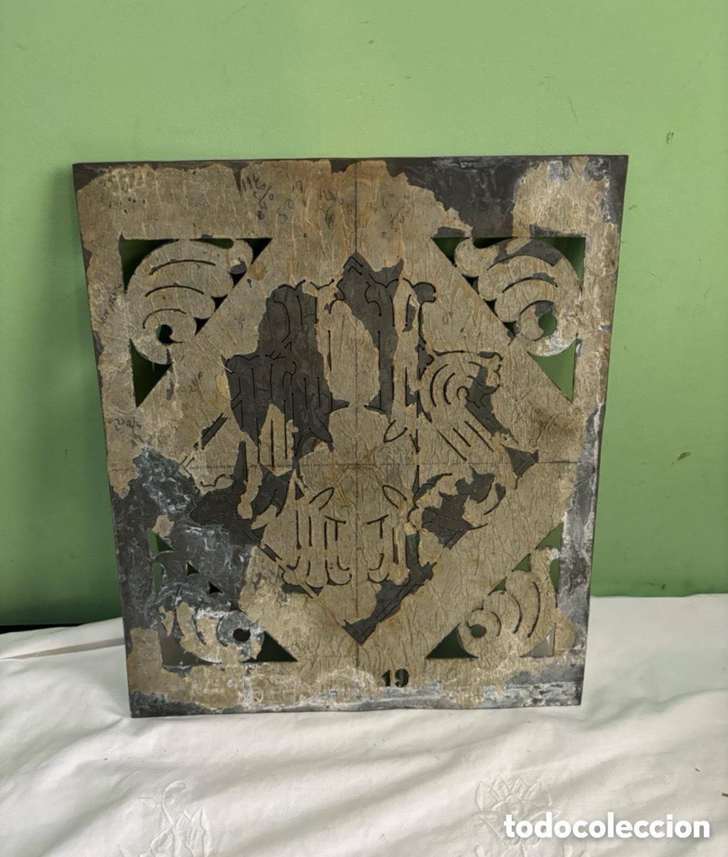 Plakate: ANTIGUA PLACA DE CHAPA MET&Aacute;LICA DE IMPRESI&Oacute;N CON GRABADO RELIGIOSO. VER FOTOS.