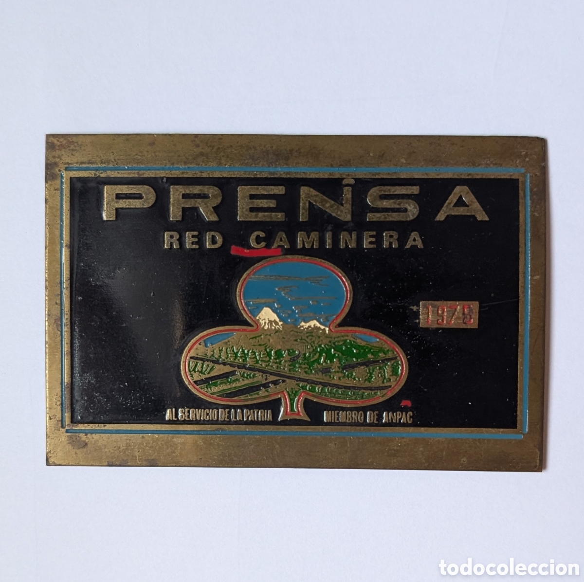 Carteles: Rara placa acreditaci&oacute;n PRENSA Red Caminera M&eacute;xico 1978 ANPAC esmaltada