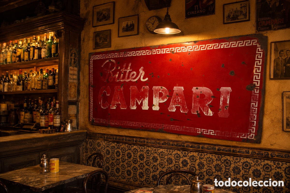 Posters: Cartel esmaltado gigante Campari. Italia, a&ntilde;os 60