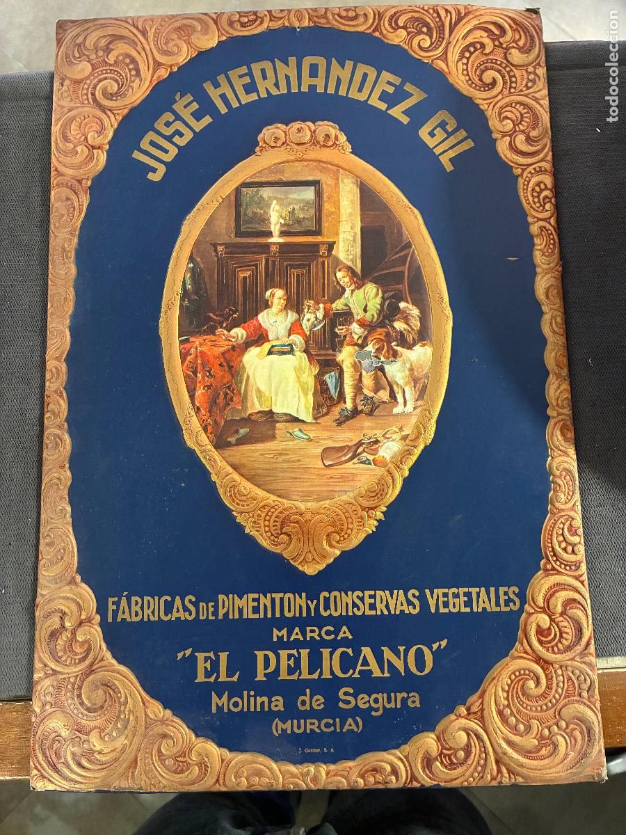 Carteles: Murcia cartel Piment&oacute;n y conservas vegetales El Pel&iacute;cano Molina de Segura cart&oacute;n relieve 48 x 33 cm
