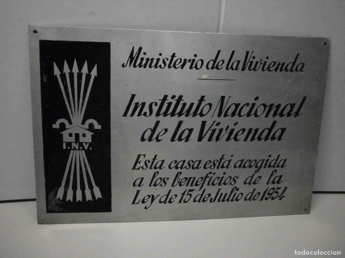 Carteles: cartel chapa placa ministerio de la vivienda ley de 15 de julio de 1954 30x20 cms