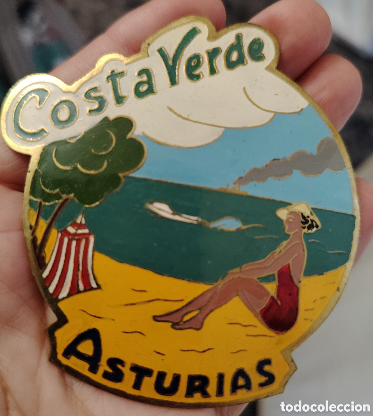 Carteles: Chapa antigua de Asturias (Costa verde) para moto vespa
