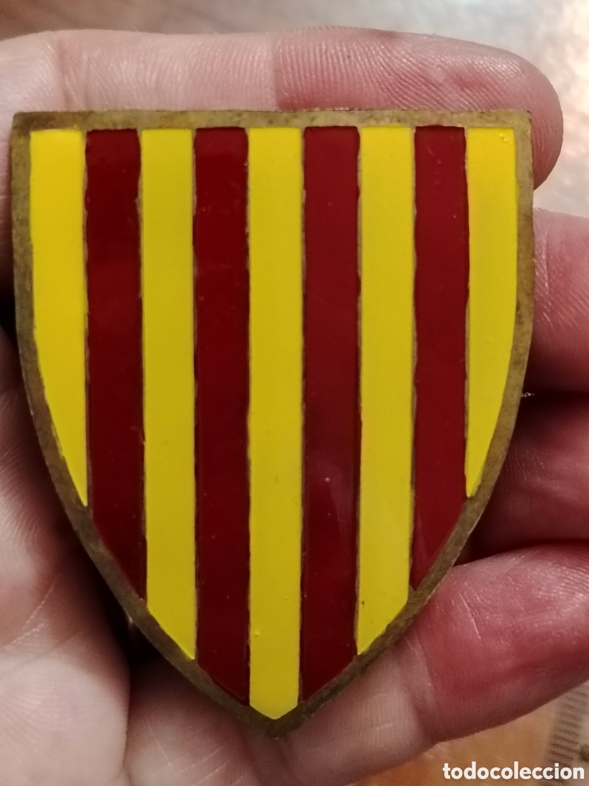 Carteles: Chapa antigua de Catalu&ntilde;a para moto vespa