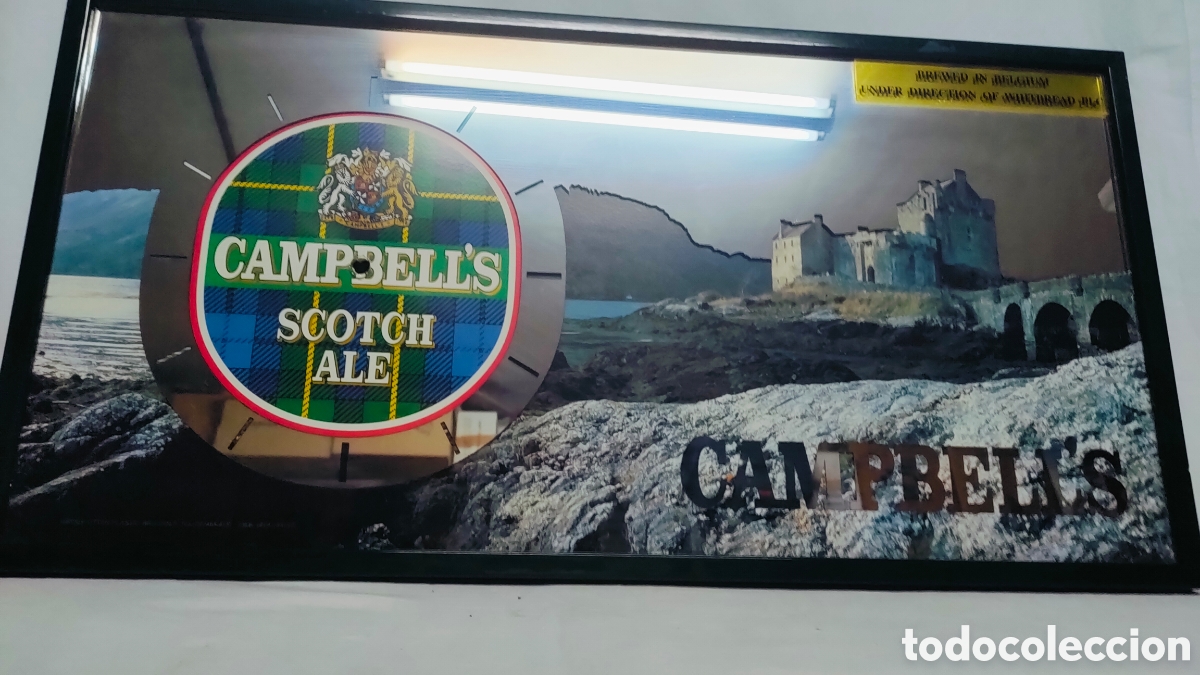 Cartazes: CUADRO ESPEJO PUBLICITARIO.CERVEZA CAMPBELL'S SCOCH ILE.67X35 CM.UNICO EN TC.