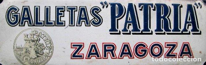 Posters: CHAPA METALICA GALLETAS PATRIA, ZARAGOZA. FABRICANTE: G. DE ANDREIS, BADALONA.