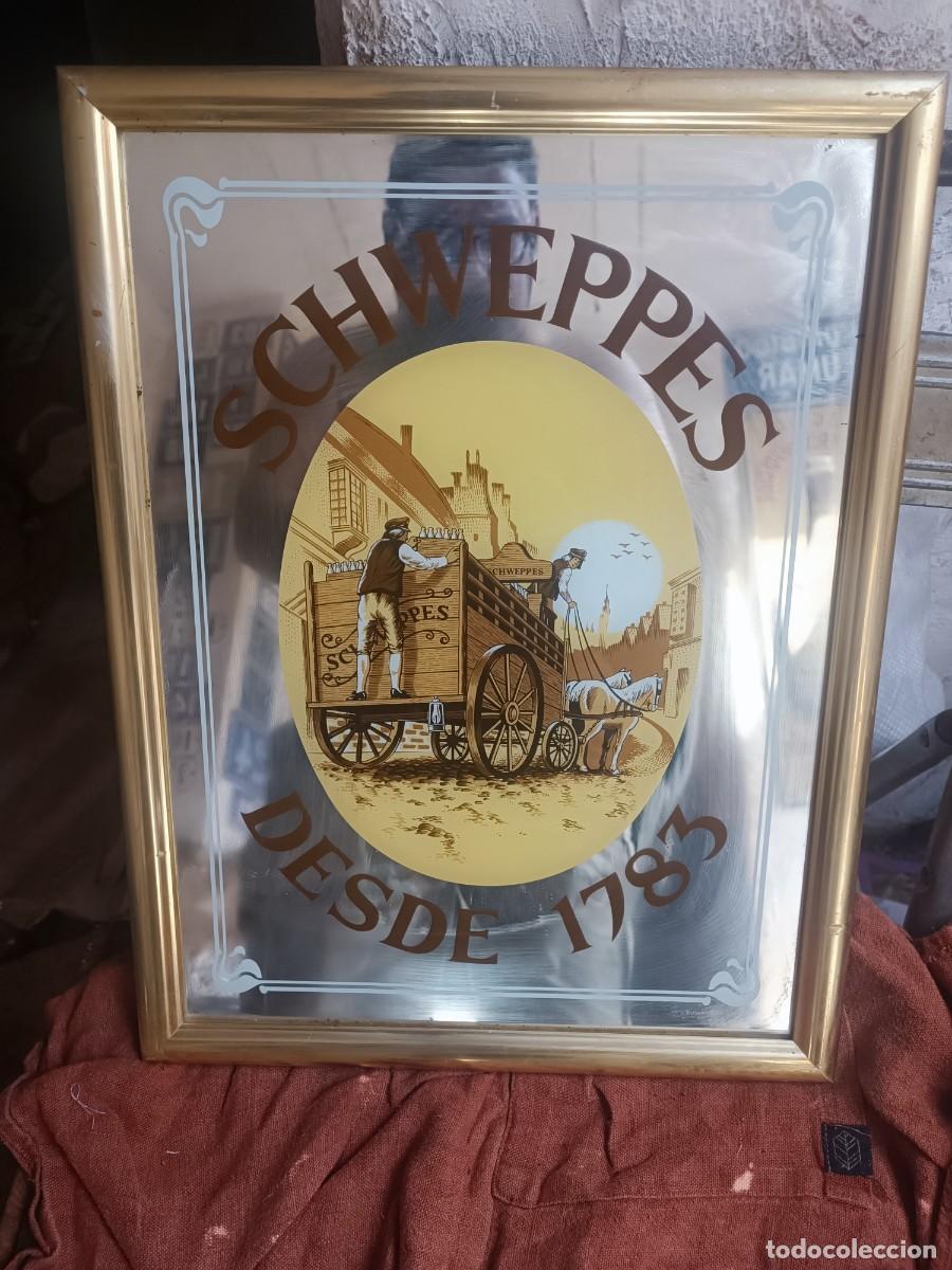 Carteles: Cartel espejo antiguo de schweppes