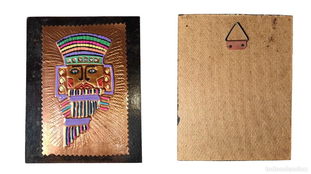 Affiches: CUADRO COBRE REPUJADO PINTADO A MANO - FIGURA PRECOLOMBINA ANDINA - ARTESAN&Iacute;A PER&Uacute;/BOLIVIA - A&Ntilde;OS 60