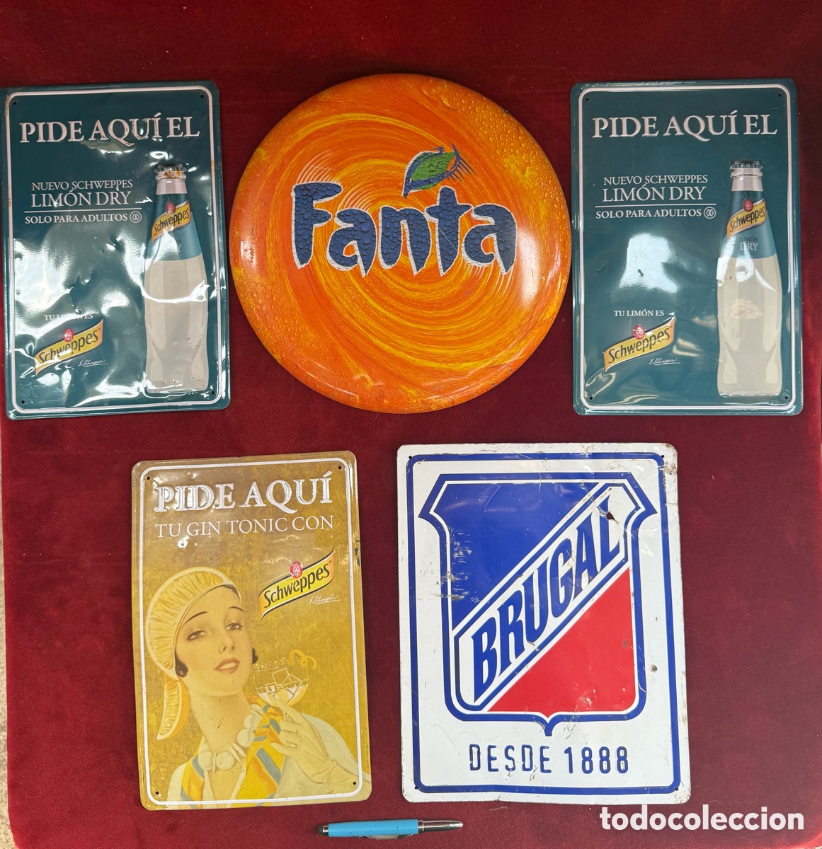 Carteles: Lote de 5 carteles de coleccion,de chapa!
