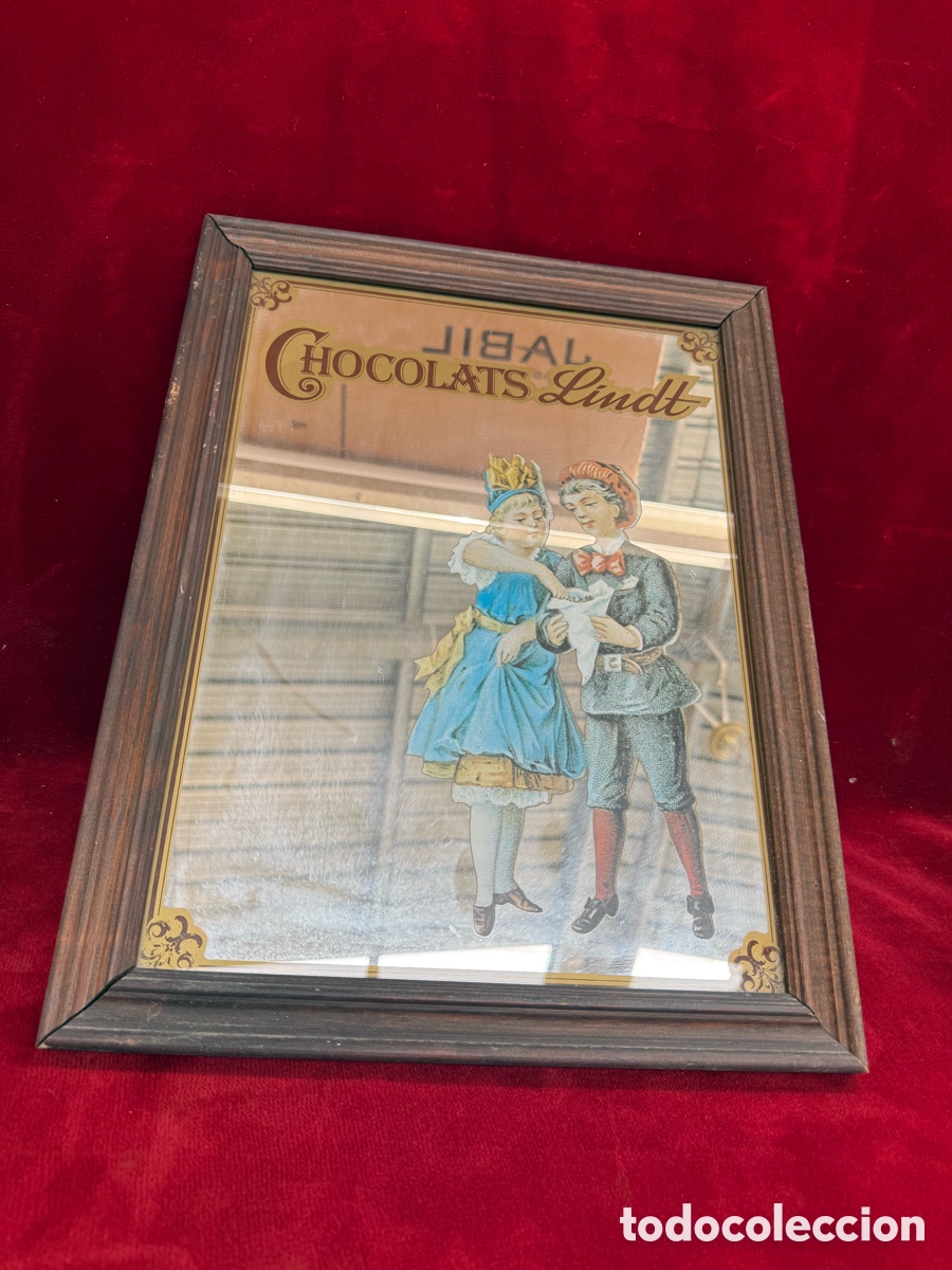 Carteles: Antiguo cartel espejo de Chocholate Lindt!