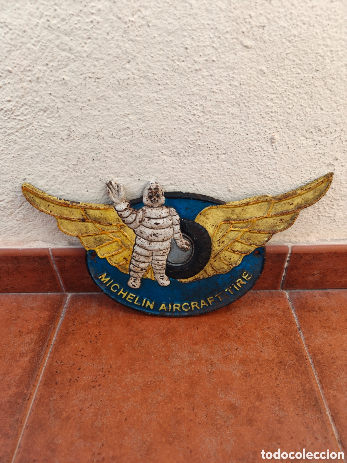 Carteles: ANTIGUO ANUNCIO MICHELIN AIRCRAFT TIRE HIERRO FORJADO