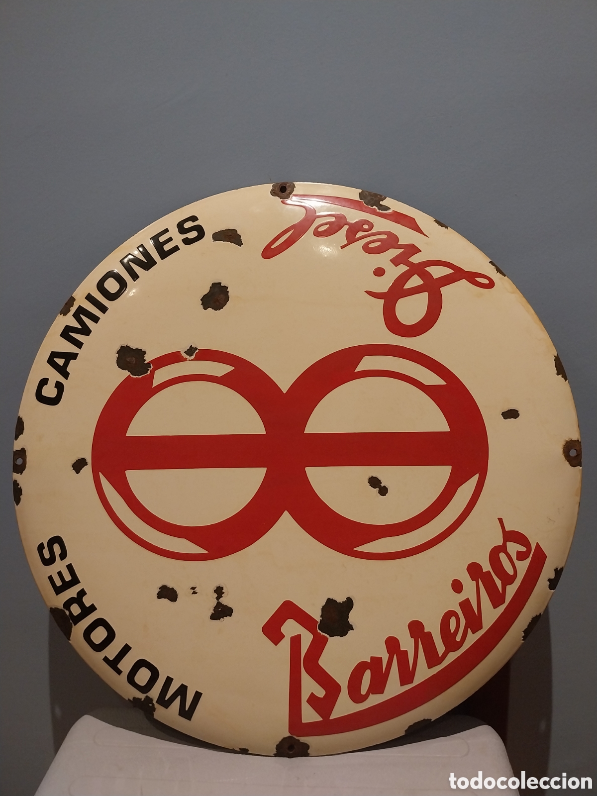 Carteles: Placa met&aacute;lica antigua, porcel&aacute;nica. Motores Barreiros