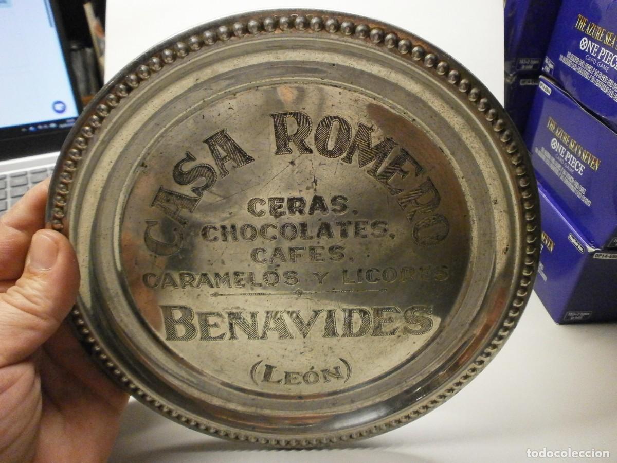 Carteles: bandeja cartel de chapa casa romero chocolates cafes caramelos benavides leon