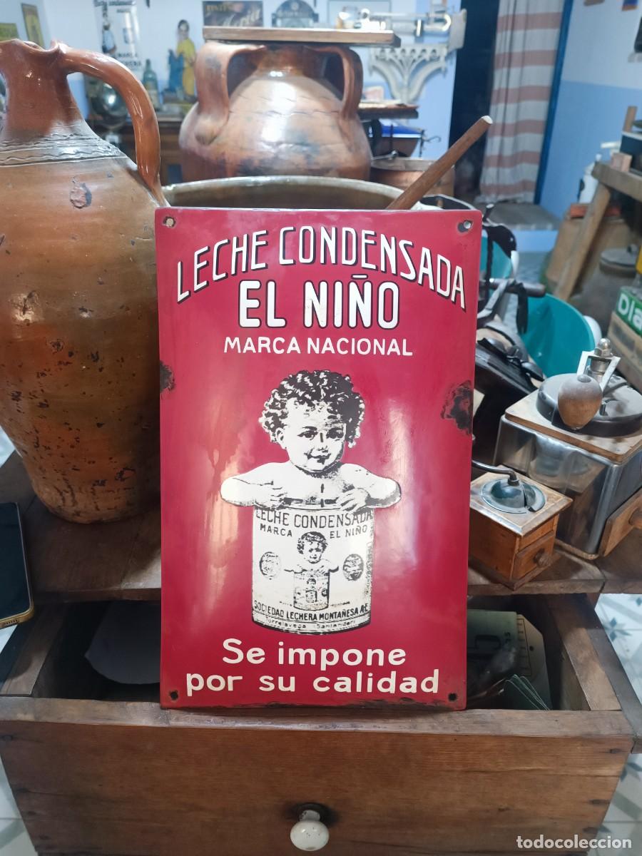 Carteles: Placa esmaltada el ni&ntilde;o leche condensada