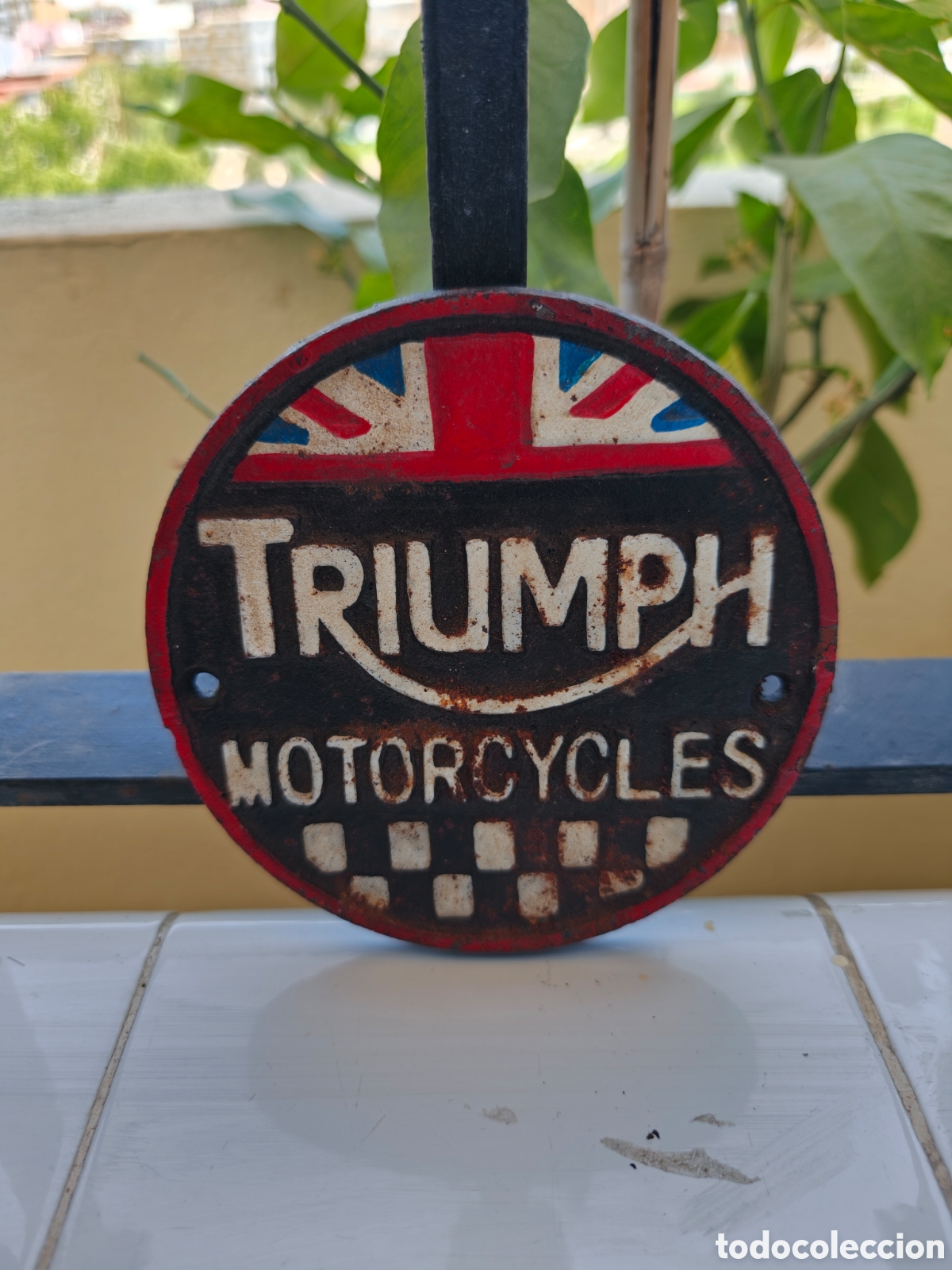 Carteles: ANTIGUO ANUNCIO MOTOS TRIUMPH DE HIERRO FORJADO