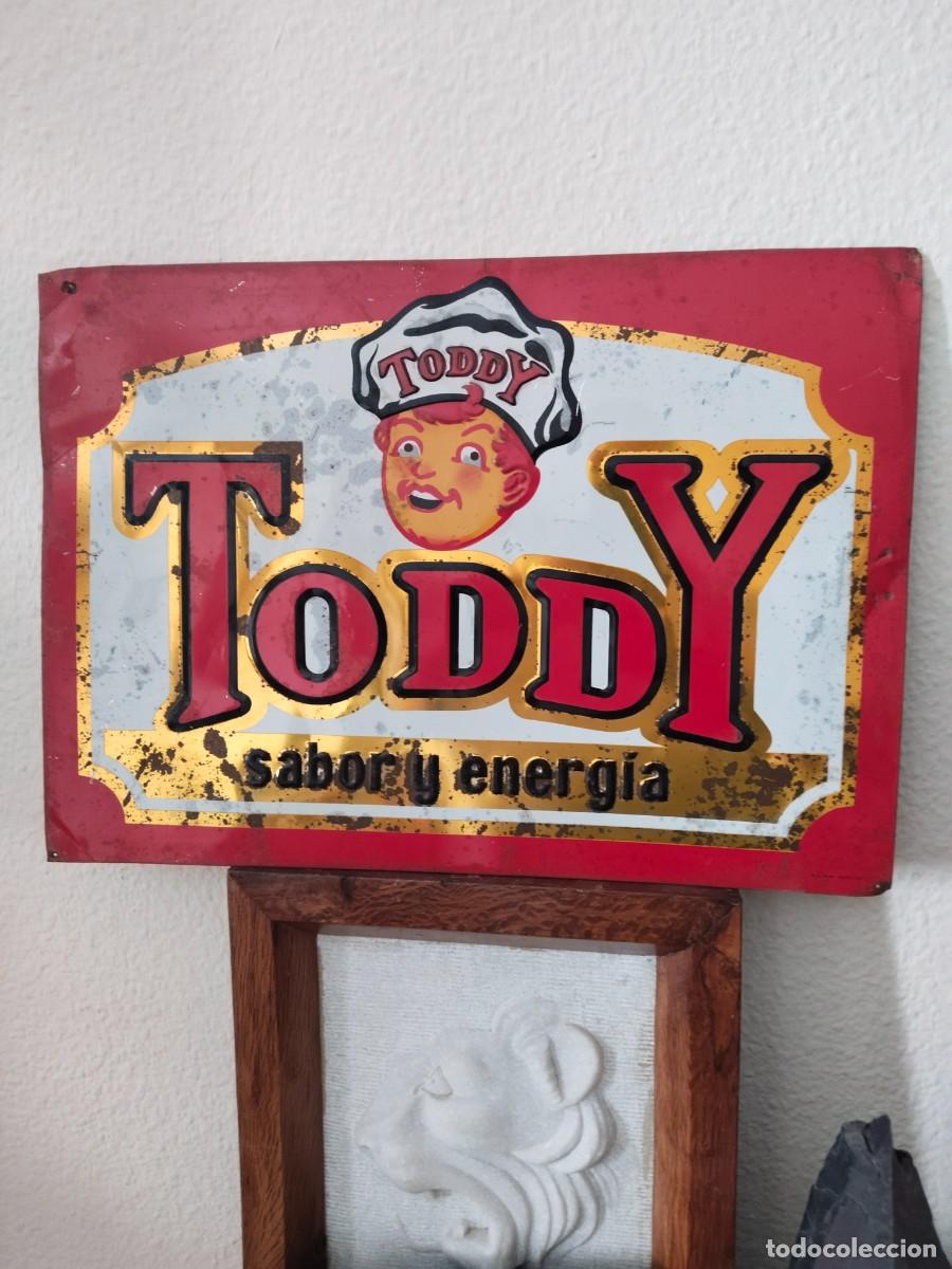Carteles: Antiguo cartel Cacao Toddy. Original. 35 x 49 cm. En chapa. G. Llamas, Badalona .