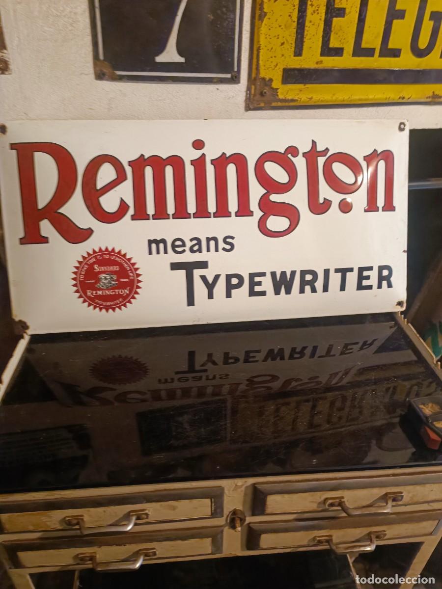 Carteles: Placa esmaltada antigua m&aacute;quinas de escribir remington