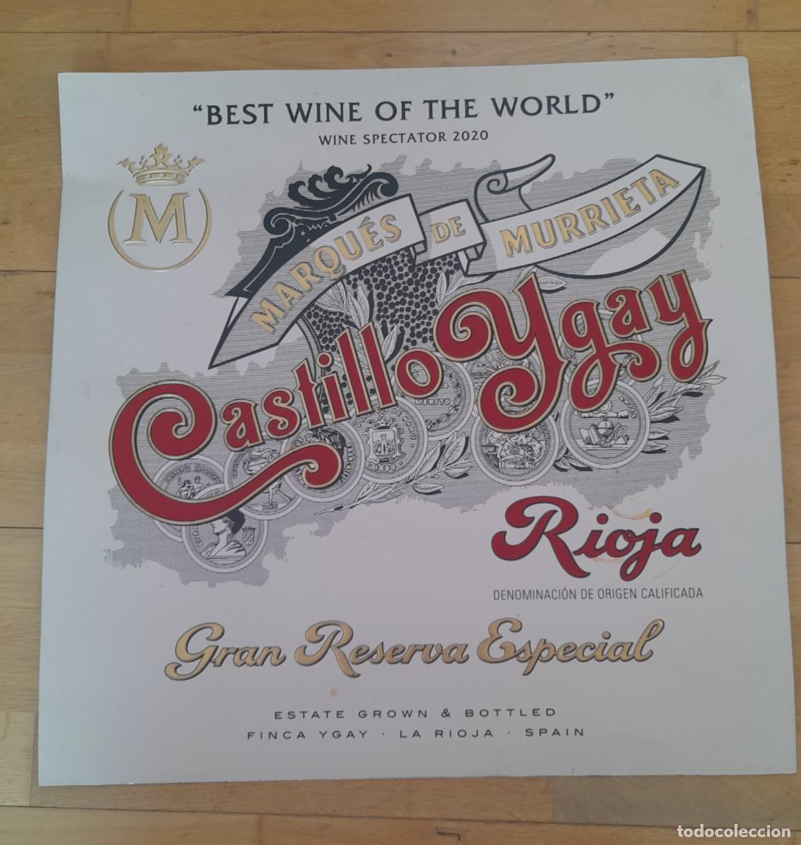 Carteles: Cartel de chapa vino castillo ygay, rioja, marques de murrieta, best wine of the World, 2020