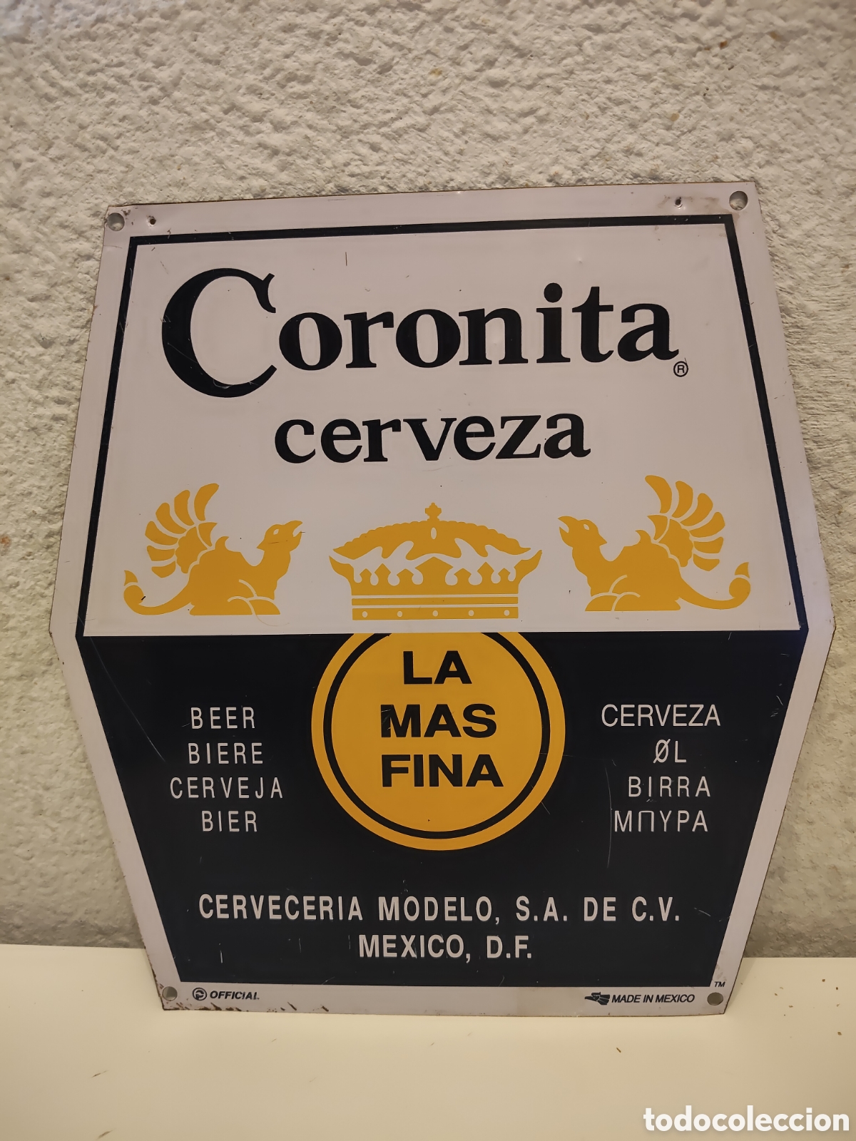 Carteles: CHAPA MET&Aacute;LICA PUBLICIDAD CERVEZA CORONITA