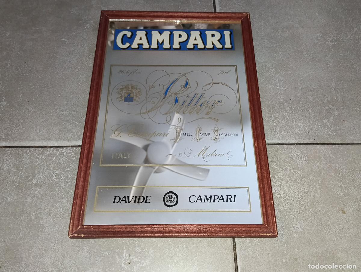 Carteles: Cartel Espejo Antiguo Publicitario Campari Bitter Decoraci&oacute;n Bar y Taberna Vintage