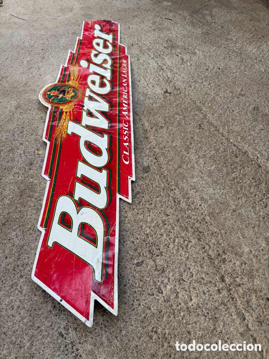 Carteles: Precioso y gran cartel de chapa!Budweiser!
