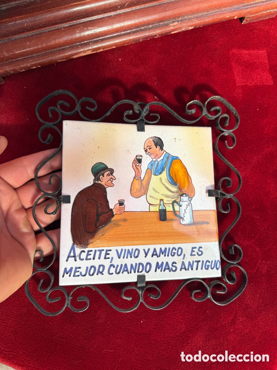 Carteles: Bonita placa de pared!Aceite,Vino y Amigo es mejor cuando mas antiguo!