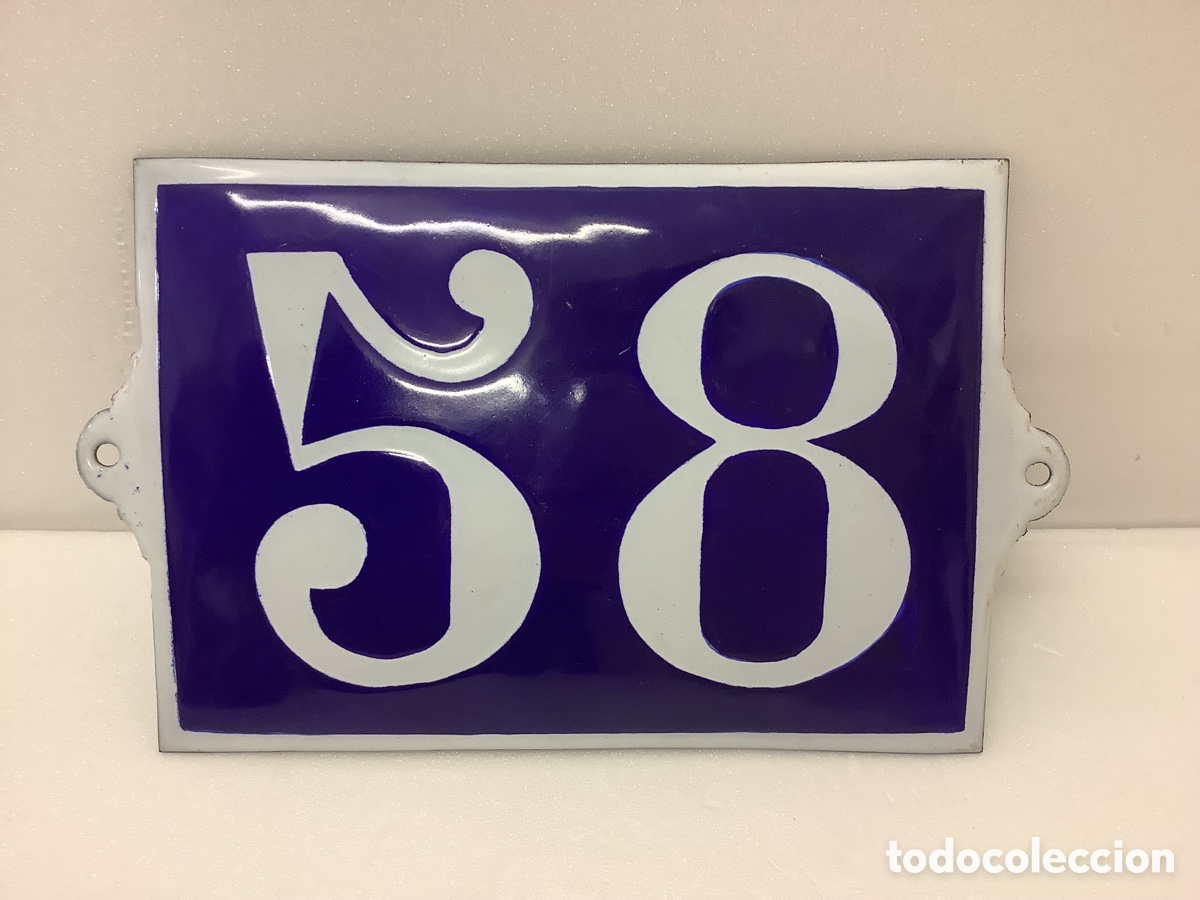 Carteles: PLACA HIERRO ESMALTADO N&Uacute;MERO DE CALLE 58
