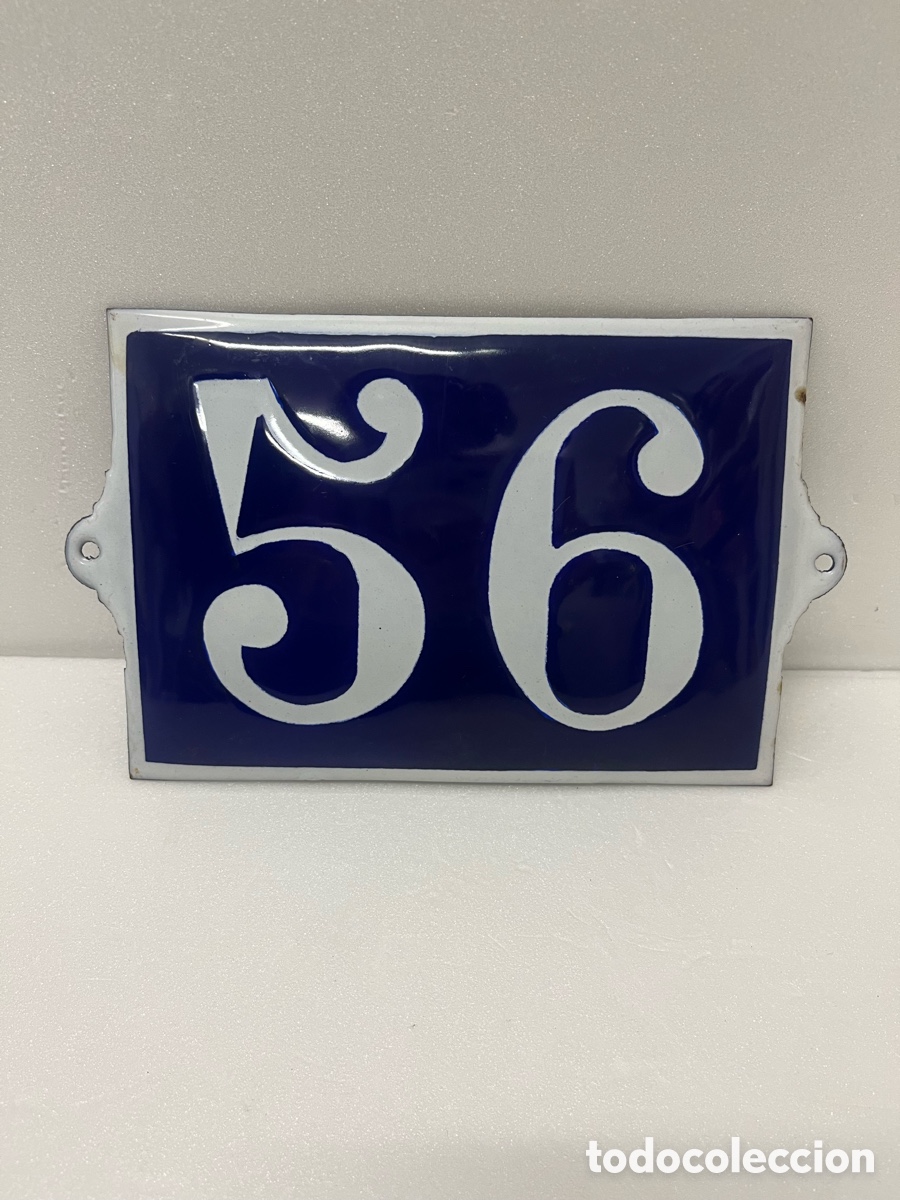 Carteles: PLACA HIERRO ESMALTADO N&Uacute;MERO DE CALLE 56