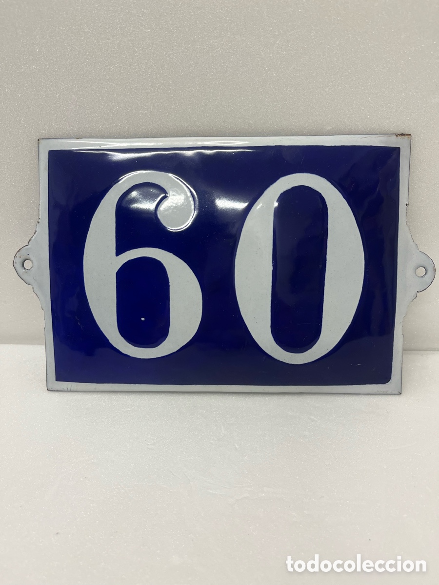 Carteles: PLACA HIERRO ESMALTADO N&Uacute;MERO DE CALLE 60