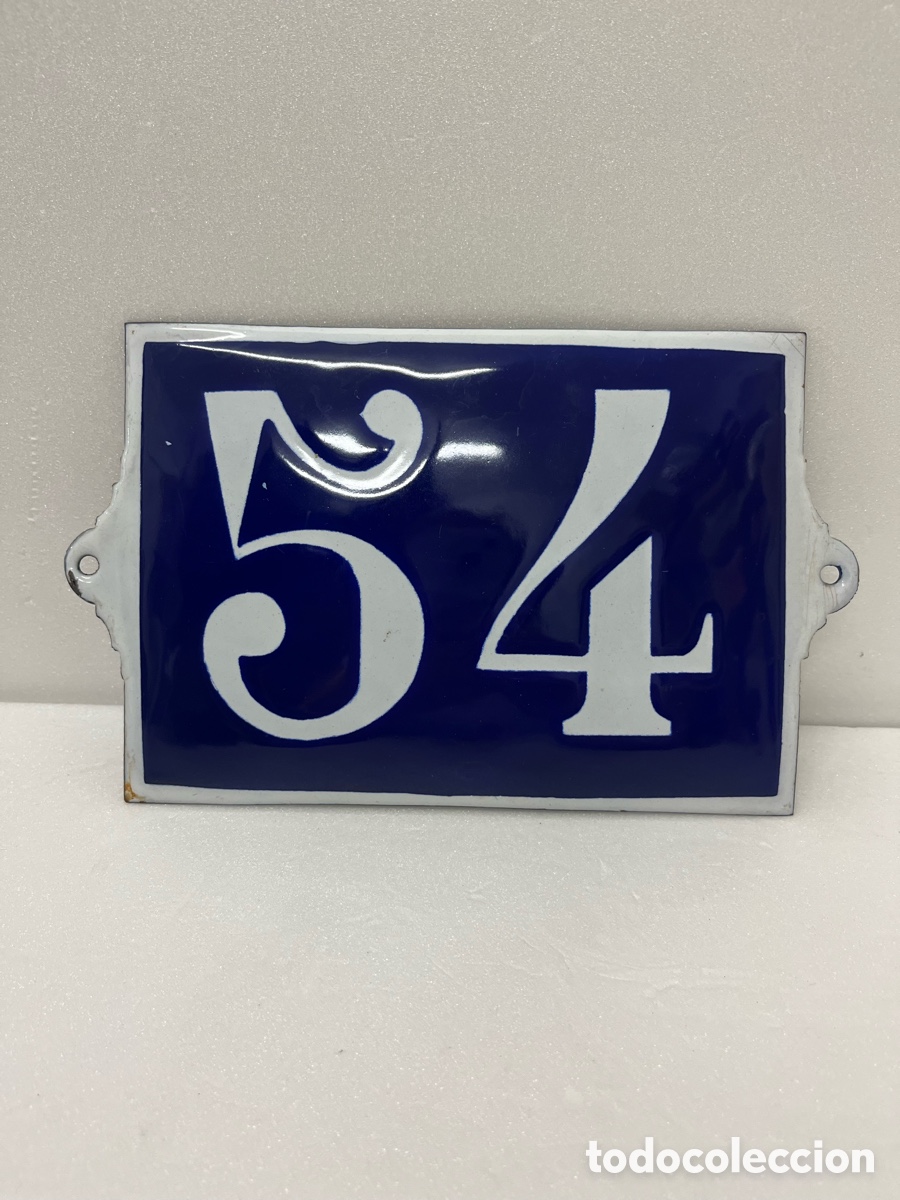 Carteles: PLACA HIERRO ESMALTADO N&Uacute;MERO DE CALLE 54