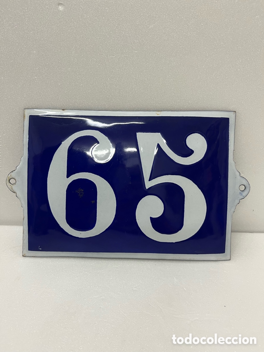 Carteles: PLACA HIERRO ESMALTADO N&Uacute;MERO DE CALLE 65