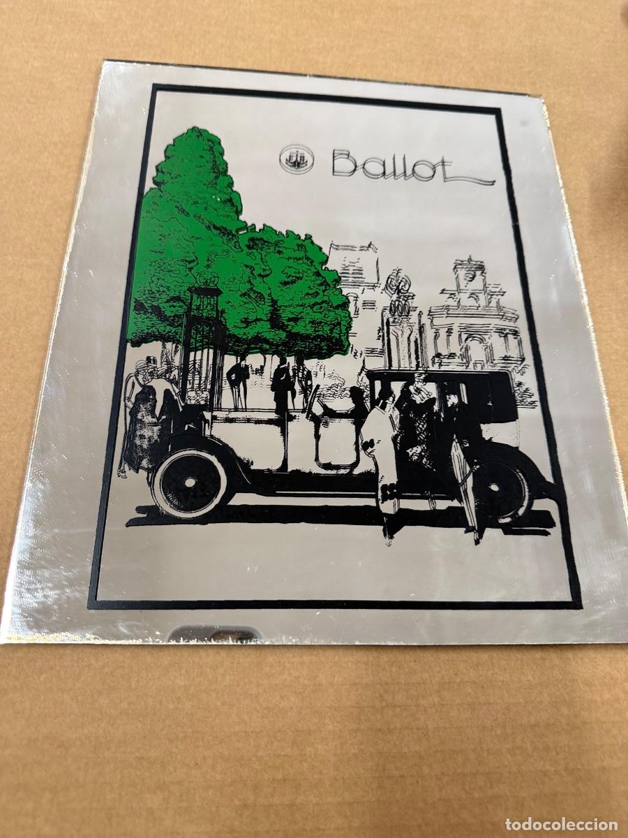 Carteles: Encantador espejo publicitario. Ballot. Coche antiguo. 30x25cms
