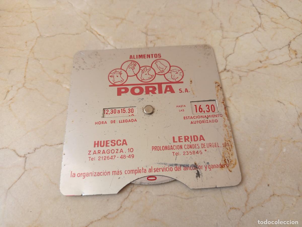 Carteles: Alimentos Porta - Antiguo cartel metalico horario tienda. Huesca Lerida Lleida