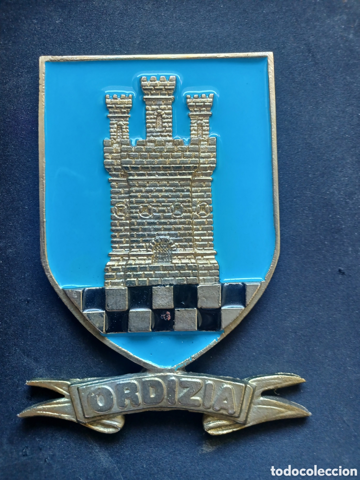 Carteles: PLACA ESMALTADA ORDIZIA 150 X 111 mm BRONCE 380 gr.